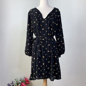 Madewell Black and Gold Floral Dress